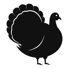 Solid black silhouette of a turkey for thanksgiving or fall designs