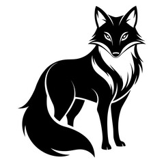 Solid black silhouette of a fox on a white background