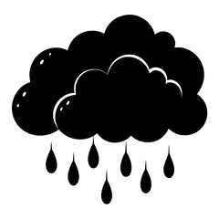 Solid black silhouette of rain clouds for weather design