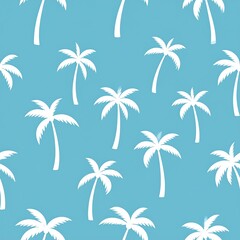 Palm trees pattern on light blue