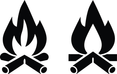 Bonfire campfire vector illustration for camping outdoor and travel adventure icon
