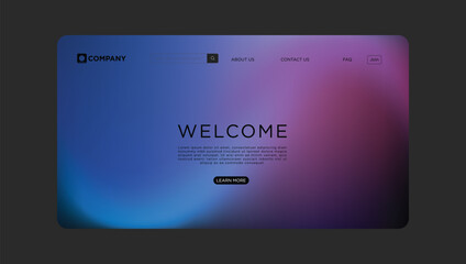 Modern website landing page design welcomes visitors with elegant typography and vibrant gradient background