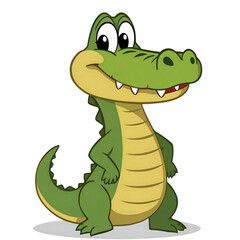 Fototapeta premium Smiling Crocodile Cartoon Illustration Joyful Reptile isolated on transparent background Generative AI.