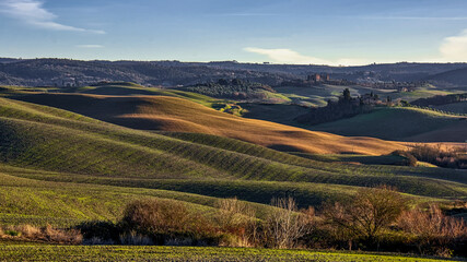 Tuscany landscape at sunrise, Italy