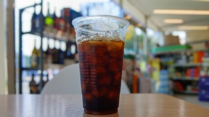A cup of iced coffee on a table