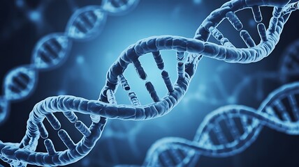 Fototapeta premium A close up shot of a dna double helix strand on a blue gradient background image view