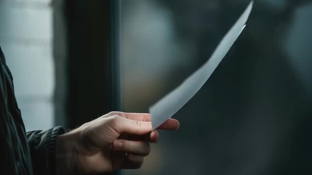 A person holds a piece of paper in their hand, possibly containing important information or notes