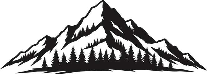 a majestic mountain peak surrounded by dense forest silhouette © MIRAJ02