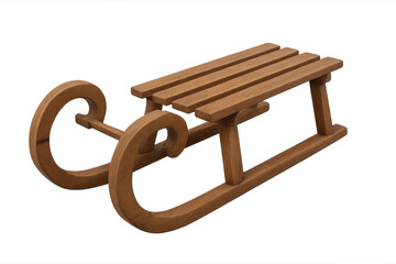 Wooden sled standing out against transparent background, ready for winter adventures