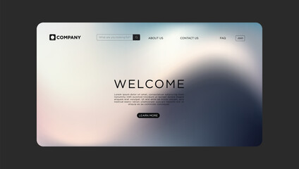 Modern business website landing page with welcome message and search bar