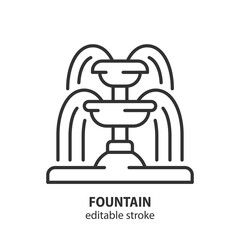 Fountain line icon. Editable stroke. Vector illustration.