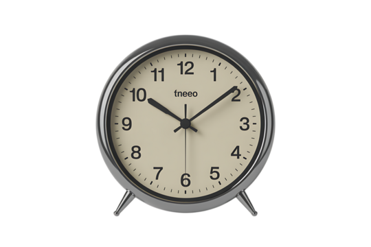 Retro desk clock with cream face and metal frame, perfect for modern home or office decor.