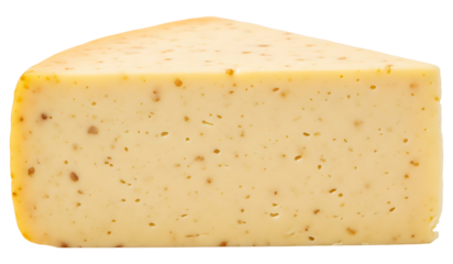 Delicious cheese wedge with herbs gourmet food ingredient dairy product closeup shot on transparent background