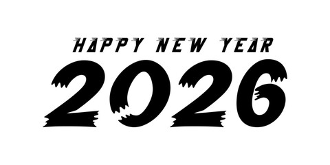 Happy new year 2026 text design for banner card template vector illustration.