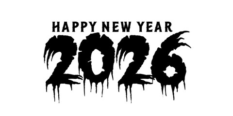 Happy new year 2026 text design for banner card template vector illustration.