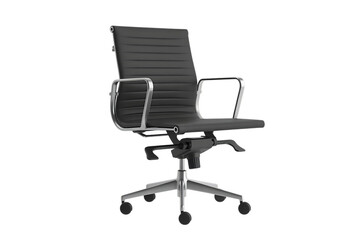 Fototapeta premium Sleek black executive office chair with chrome accents and comfortable ergonomic design