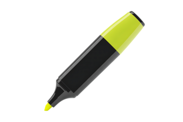 Bright yellow highlighter pen ready for marking important documents and notes in any study or office setting.