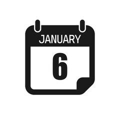 Vector icon page day calendar - 6 January month
