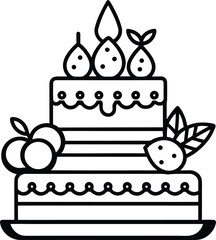 Festive birthday cake with candles and confetti vector illustration