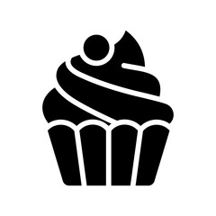 Cupcake Icon Vector Illustration Glyph Version