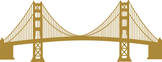 a golden bridge spanning water with clear sky above