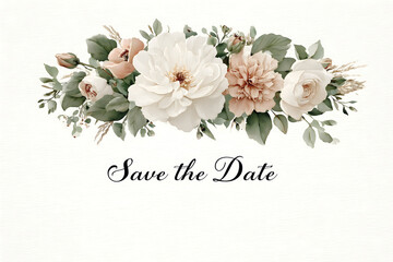 Elegant "Save the Date" Card with Romantic Watercolor Florals