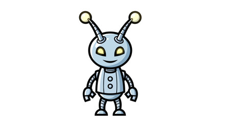 Cute Cartoon Robot Alien Character Design.