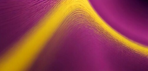 Vibrant abstract macro texture with flowing yellow stripe on deep purple background, elegant and modern
