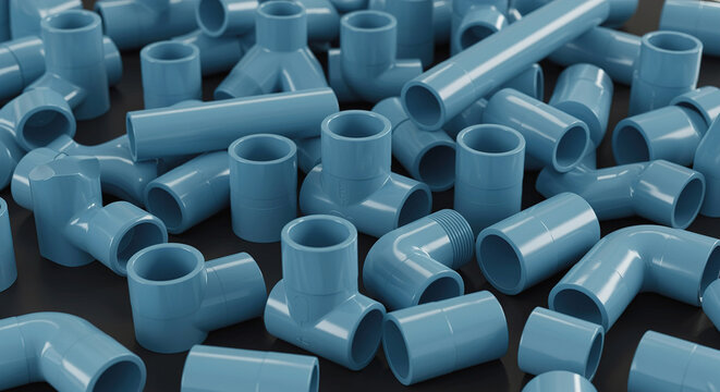 Blue PVC Pipes and Fittings Collection PVC pipe PVC fitting plum