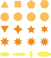Geometric Shapes and Star Icons Collection. Basic Vector Elements Set for Design, Education, and UI UX on Transparent Background.