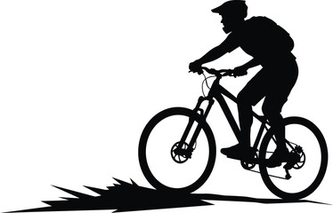a cyclist riding bicycle casting shadow on ground
