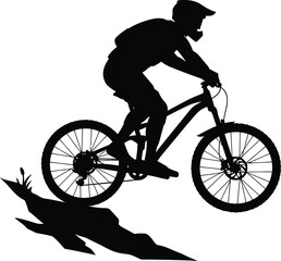 Naklejka premium a cyclist performing a jump with shadow silhouette