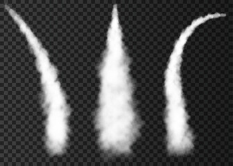 Smoke from space rocket  launch, airplane trail. © alenaohneva