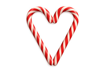 Two candy canes forming heart shape on transparent background