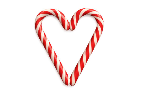 Two candy canes forming heart shape on transparent background