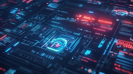 Futuristic interface showing padlock icon, symbolizing cybersecurity and data protection - Powered by Adobe