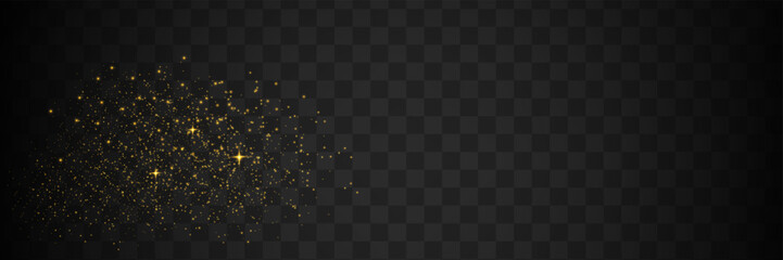Fototapeta premium Gold dust sparkle PNG with glitter cloud and glowing shining particles festive effect