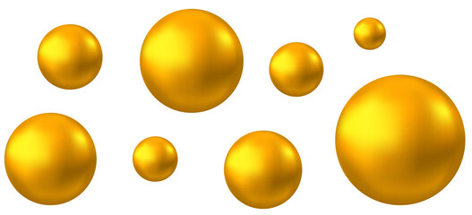 Golden glossy 3d ball or  orange  reflective pearl.