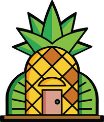 Vibrant pineapple illustration with tropical leaves and fruit elements