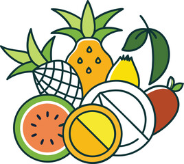 Vibrant summer celebration with tropical elements and colorful graphics