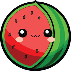 Vibrant watermelon slice with seeds and green rind