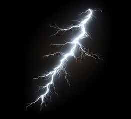 Dramatic bright lightning bolt strikes energetic power amidst dark sky forces of nature