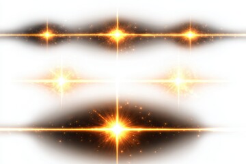 Fototapeta premium Set of light flare overlay effects. Glowing light isolated on white background, glow sparkle effect, light effects