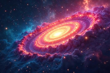 Obraz premium Abstract swirling nebula depicting a cosmic core, vibrant colors signifying creation and energy Perfect for science fiction, fantasy, and cosmic themes , night sky, galaxy, powerful