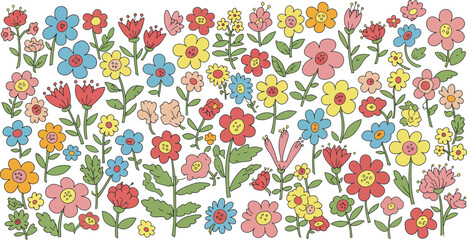 a vibrant garden filled with colorful flowers and green leaves