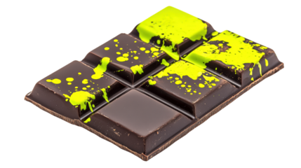Chocolate Bar with Neon Green Splatter A Sweet Treat Indulgence Decadent Dessert Confectionery Delight
