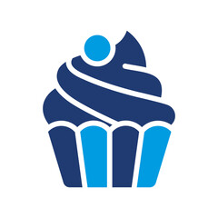 Cupcake Icon Vector Illustration Blue Version
