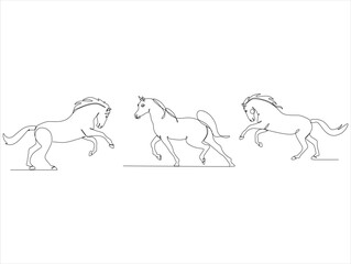 Linear abstract continuous drawing of horse