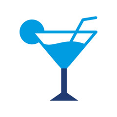 Cocktail Icon Vector Illustration Blue Version