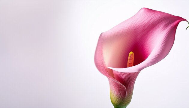 elegant pink calla lily flower isolated on studio shot botanical image hue art soft tone stem bloom on white background